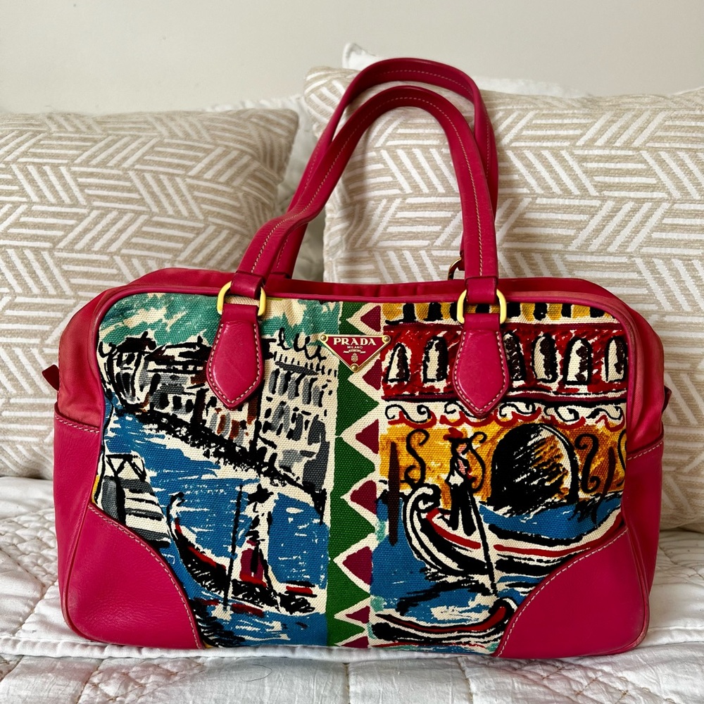 Prada Canapa Limited Edition St. Venez Handbag- Bright Pink